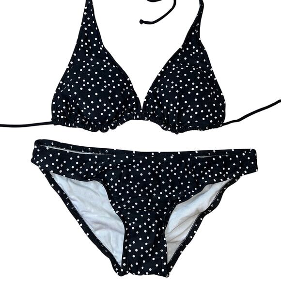 Bikini Lab Black & White Polka Dot Triangle String Bikini, Size M, NWT! - Picture 1 of 5